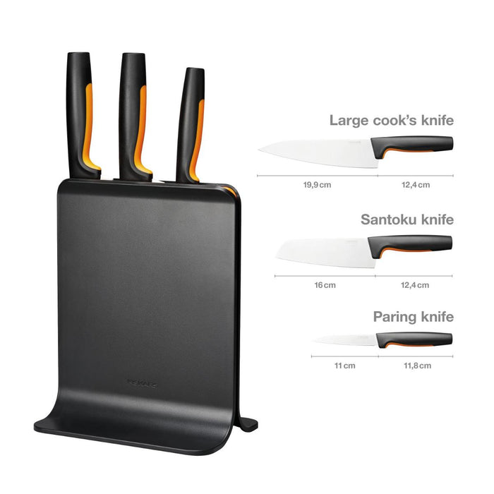 FISKARS KITCHEN KNIVES WITH HOLDER 3PCS