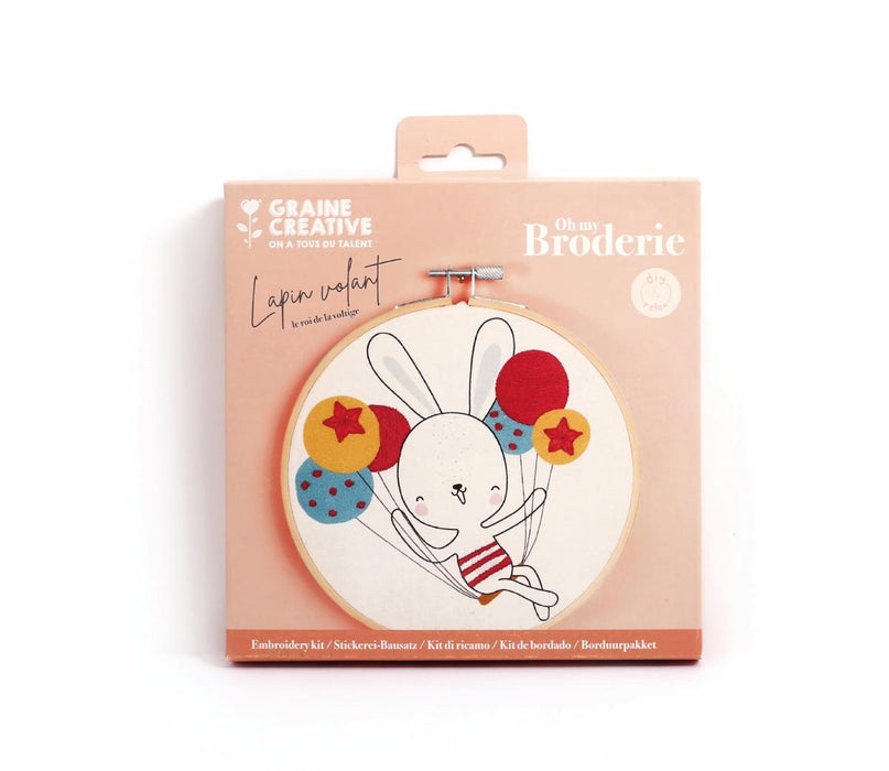 EMBROIDERY KIT Φ15CM FLYING RABBIT