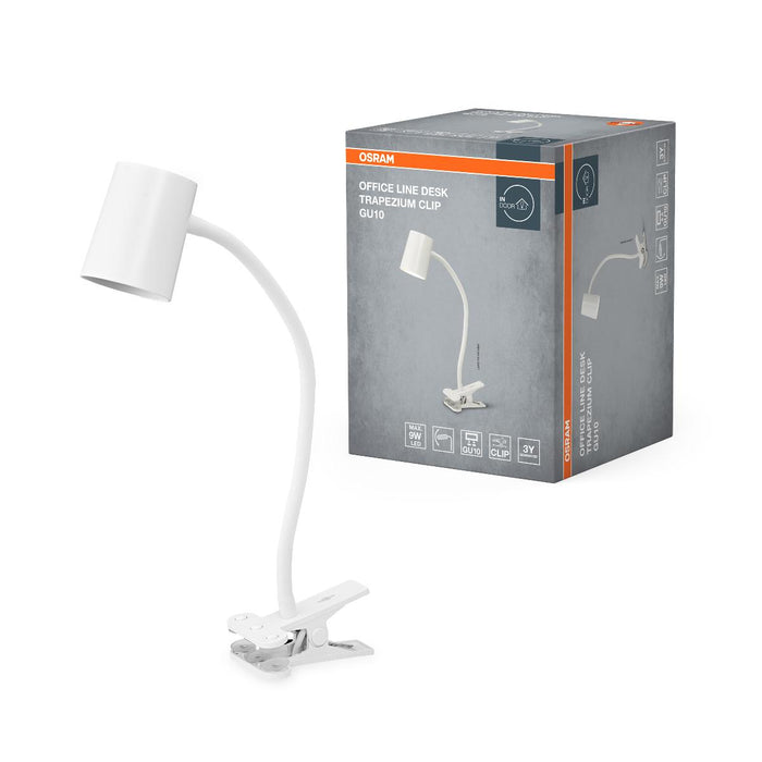 LAMP DESK TRAPEZIUM CLIP GU10 WHITE