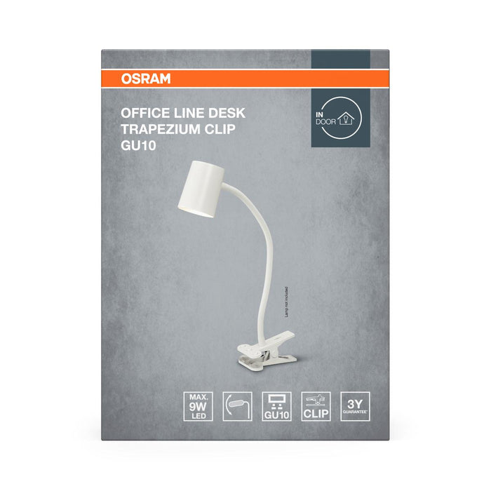LAMP DESK TRAPEZIUM CLIP GU10 WHITE