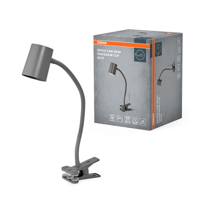 LAMP DESK TRAPEZIUM CLIP GU10 GRAY