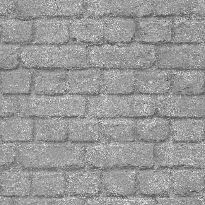WALLPAPER RUSH SILVER BRICKS GREY DU
