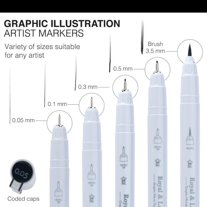 ARTIST GRAPHIC MARKER 5PCS DOUBLE TIP