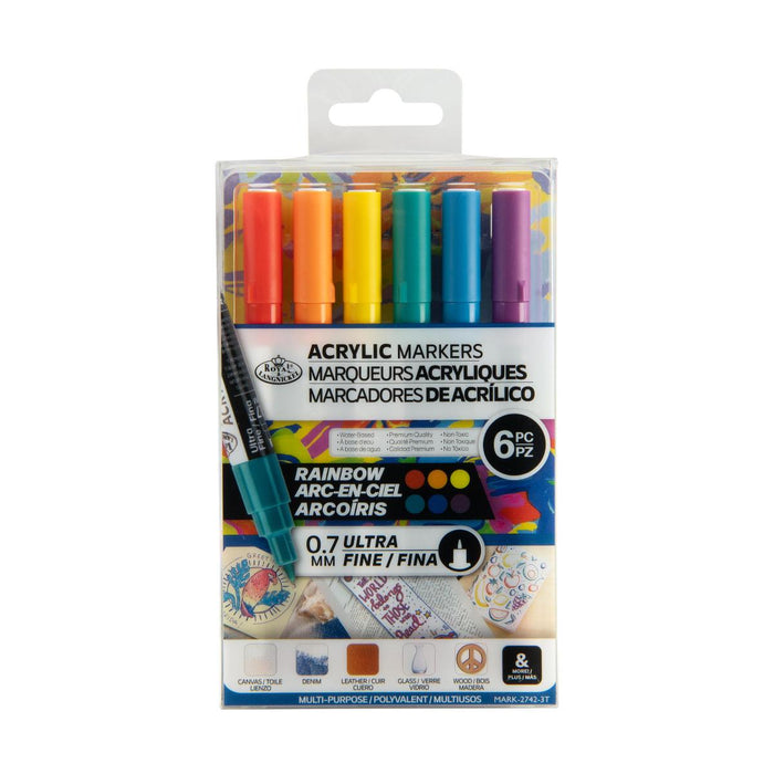 ARTIST MARKERS 6PCS.FINE TIP RAINBOW