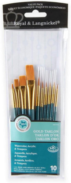 FLAT DRAWING BRUSHES 10 GOLD TAKLON