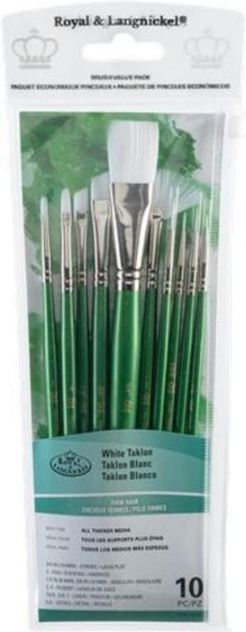 BRUSHES FOR STROKES 10PCS WHITE TAKLON