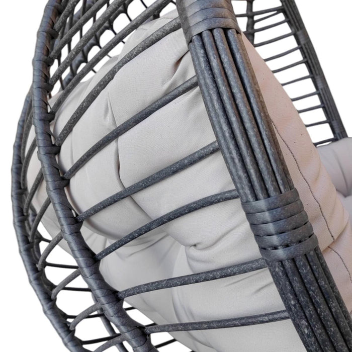 HANGING CHAIR RATTAN STEEL ANTHRACITE TAUPE
