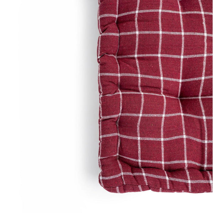 FLOOR CUSHION 40X40X8 CHECKED BURGUNDY
