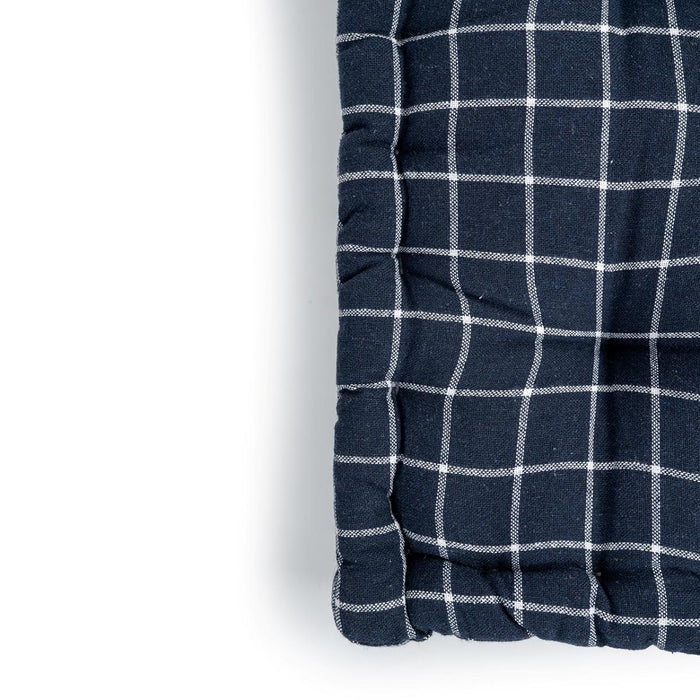FLOOR CUSHION 40X40X8 CHECKED BLUE