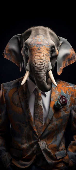 PAINTING 65X145 CM ELEPHANT ABSTRACT