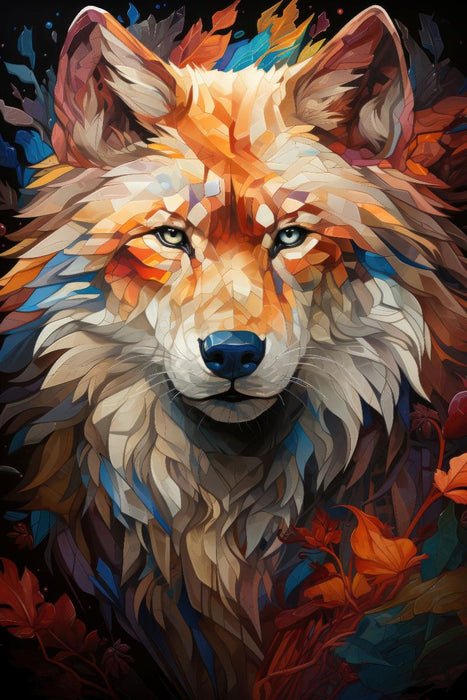 PAINTING 65X97 CM WOLF ABSTRACT