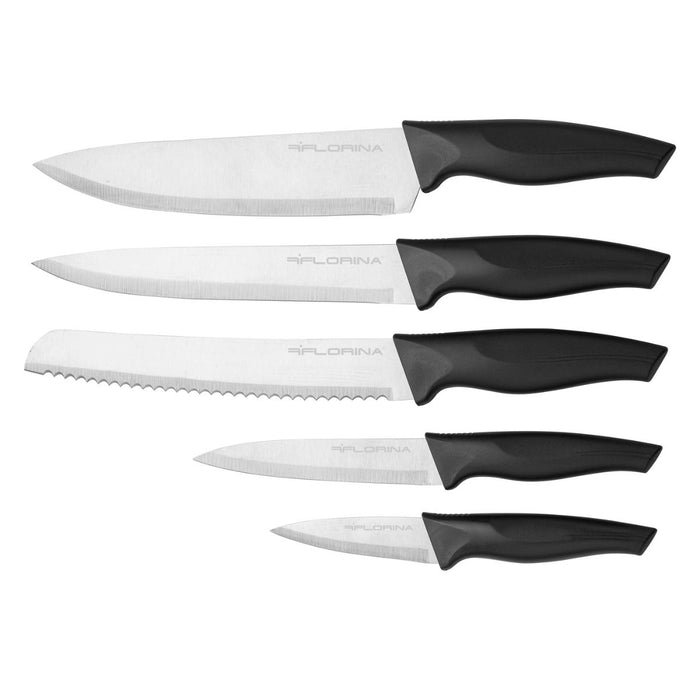 ALLIO BLACK FLORINA KNIFE SET WITH SHARPENER
