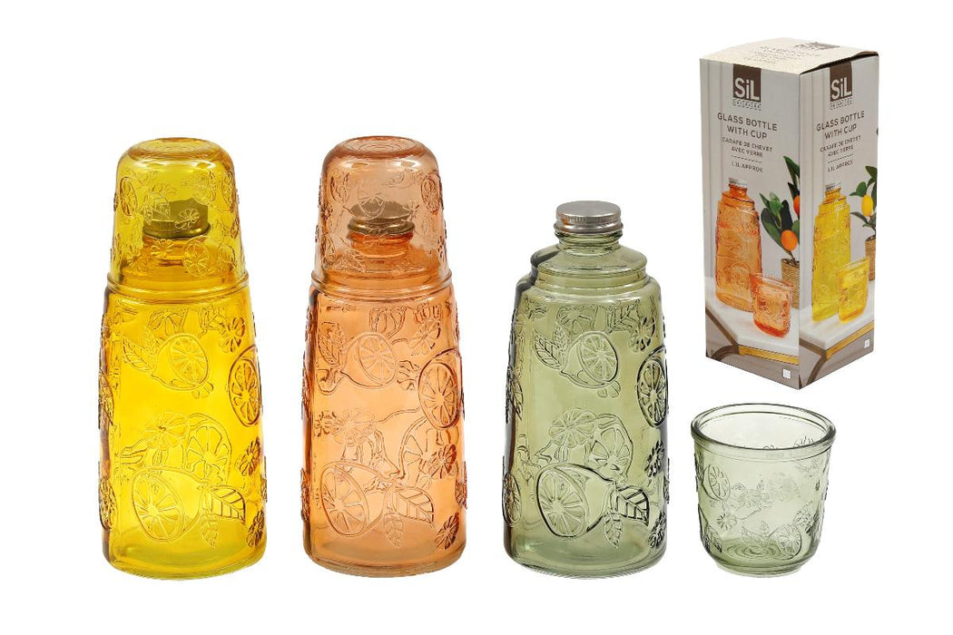 SET BOTTLE WITH GLASS 10X26 CM GLASS