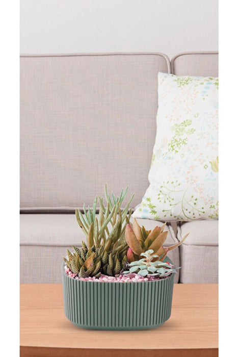 FLOWER POT PERA PVC OVAL 17 CM GREEN