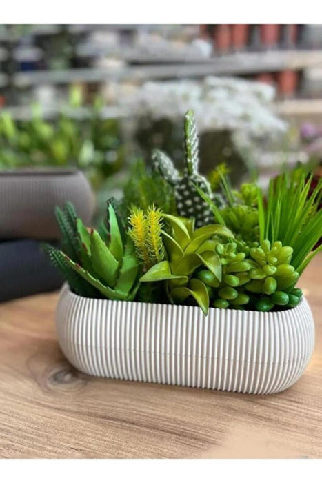 FLOWER POT CORAL PVC 21X8 CM CREAM