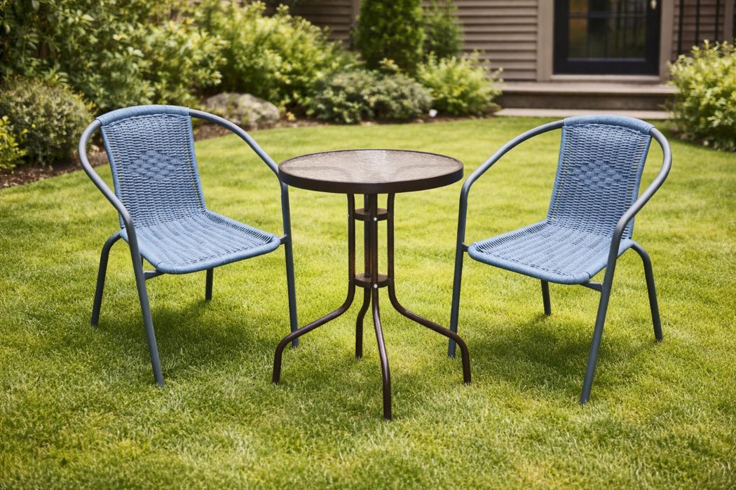TABLE AND TWO CHAIRS SET DELUNA HOME B GREY