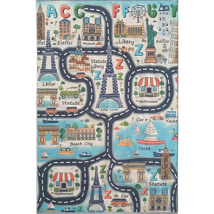 CHILDREN'S CARPET TOKYO STREETS BLUE 120X170CM