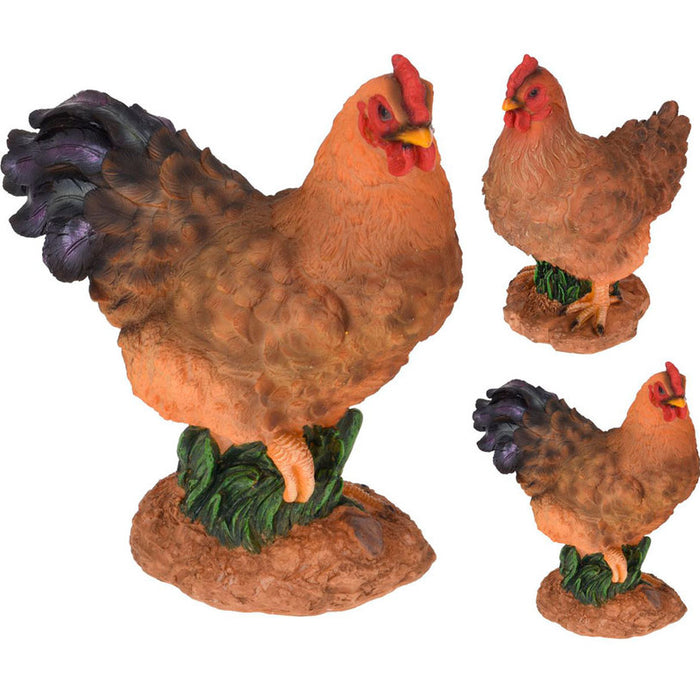 DECO FIGURE ROOSTER/HEN 27CM