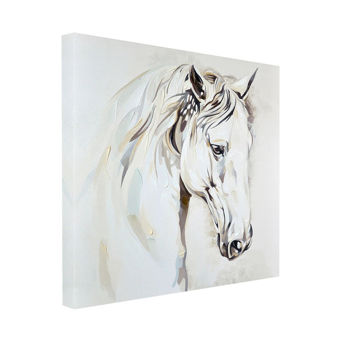 OIL PAINTING 35X35 CM. WHITE HORSE