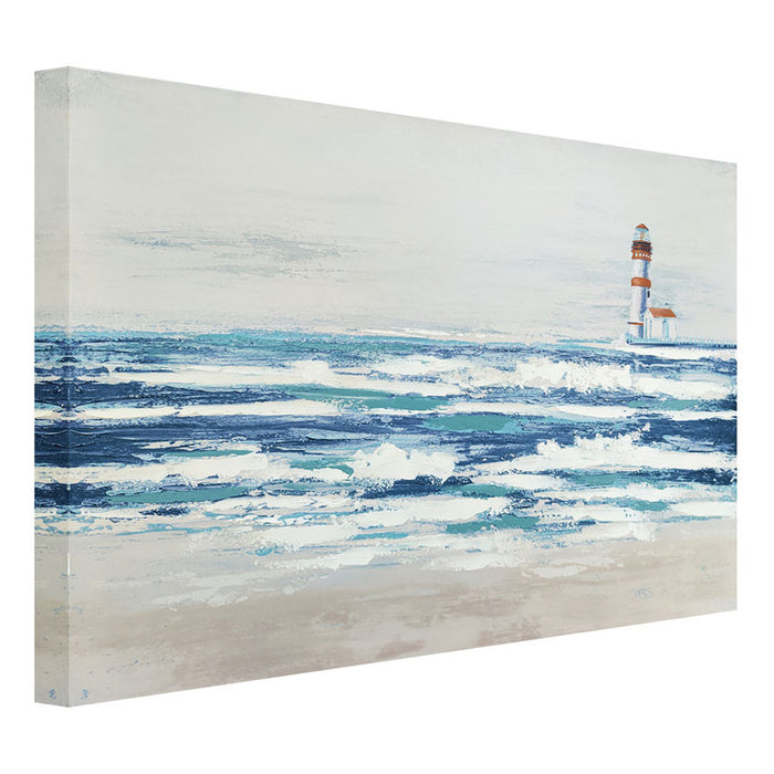 OIL PAINTING 50X70 CM. THE LIGHTHOUSE AND THE SEA