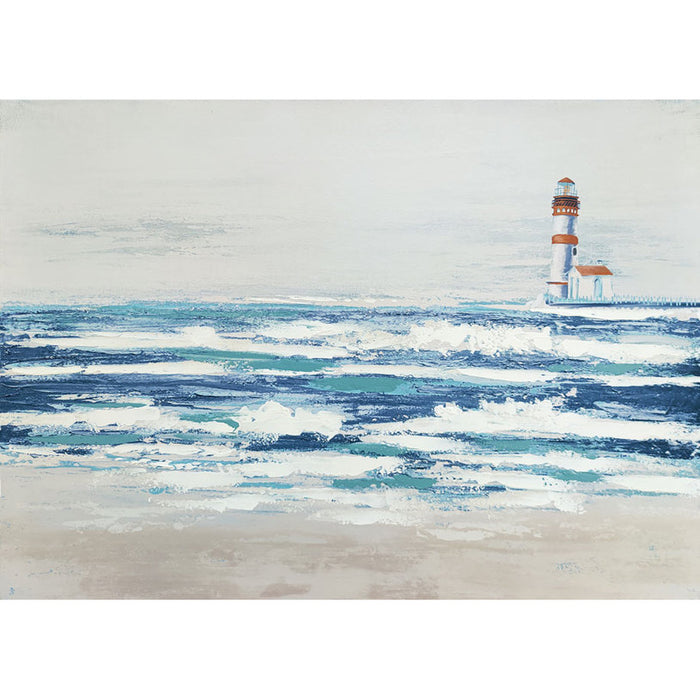 OIL PAINTING 50X70 CM. THE LIGHTHOUSE AND THE SEA