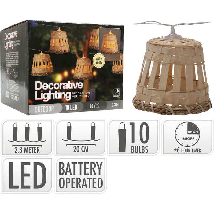 GARDEN LED LIGHTING ON BATTERIES 230CM 10 LAMPS AF5000060