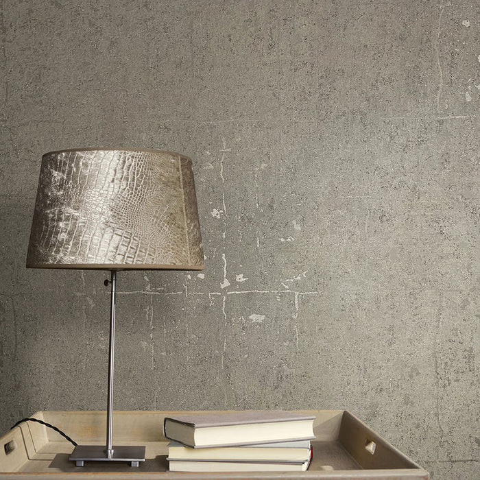 WALLPAPER VINYL IVY CONCRETE WHITE PEARL