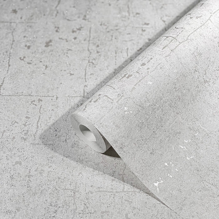 WALLPAPER VINYL IVY CONCRETE WHITE PEARL
