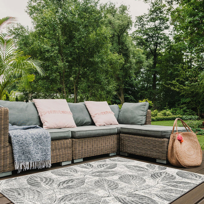 BRUSSELS CARPET 80X150 CM GRAY LEAVES CREAM