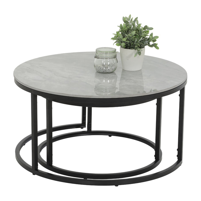 DINING TABLE WITH STONE SET OF 2. GRAY