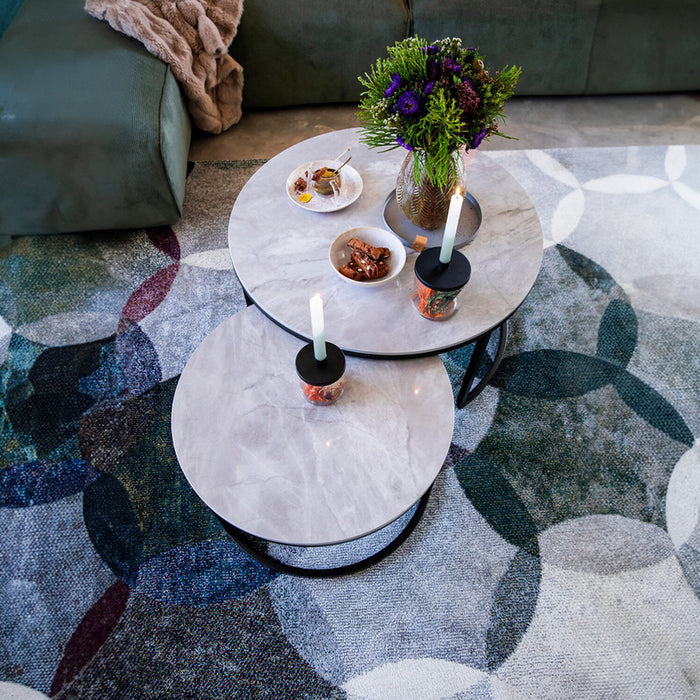 DINING TABLE WITH STONE SET OF 2. GRAY