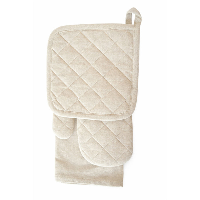 SET OF GLOVE, HANDLE AND TOWEL 3 PIECES BEIGE