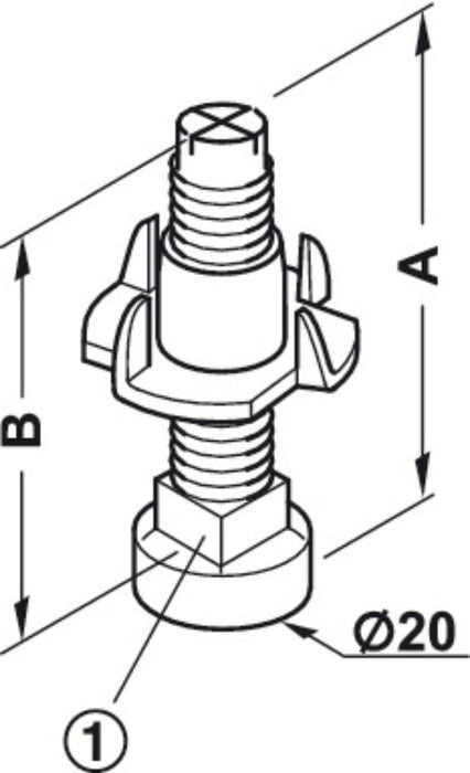 ADJUSTABLE STEP HÄFELE Ф8X45MM 4PCS