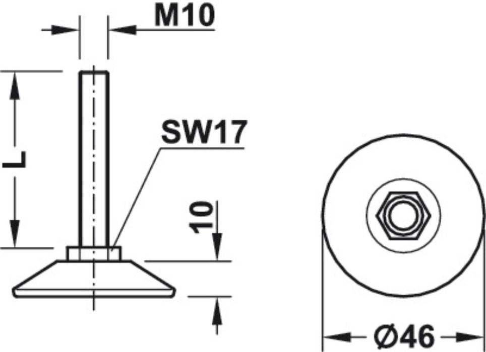 ADJUSTABLE STEP HÄFELE D46X50X10MM 4B