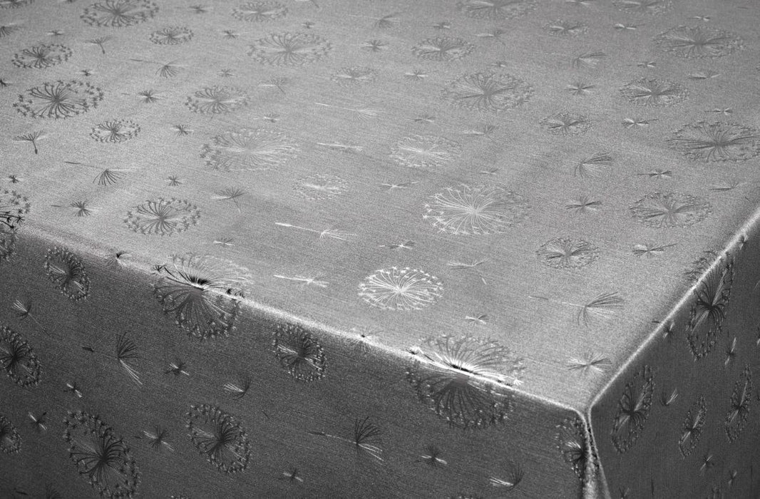 OIL COVER 140CM METALLIC SILVER DANDELIONS