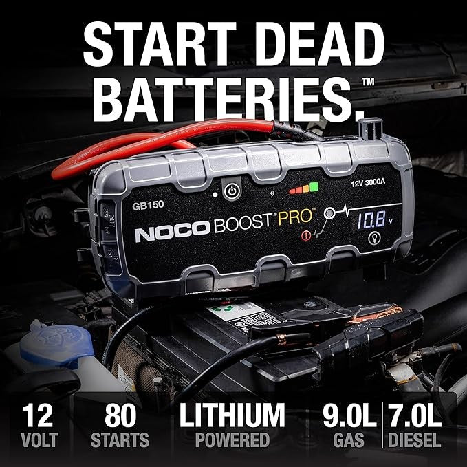 NOCO GB150 Boost 12V 3000A Jump Starter starter device with integrated 12V/USB battery