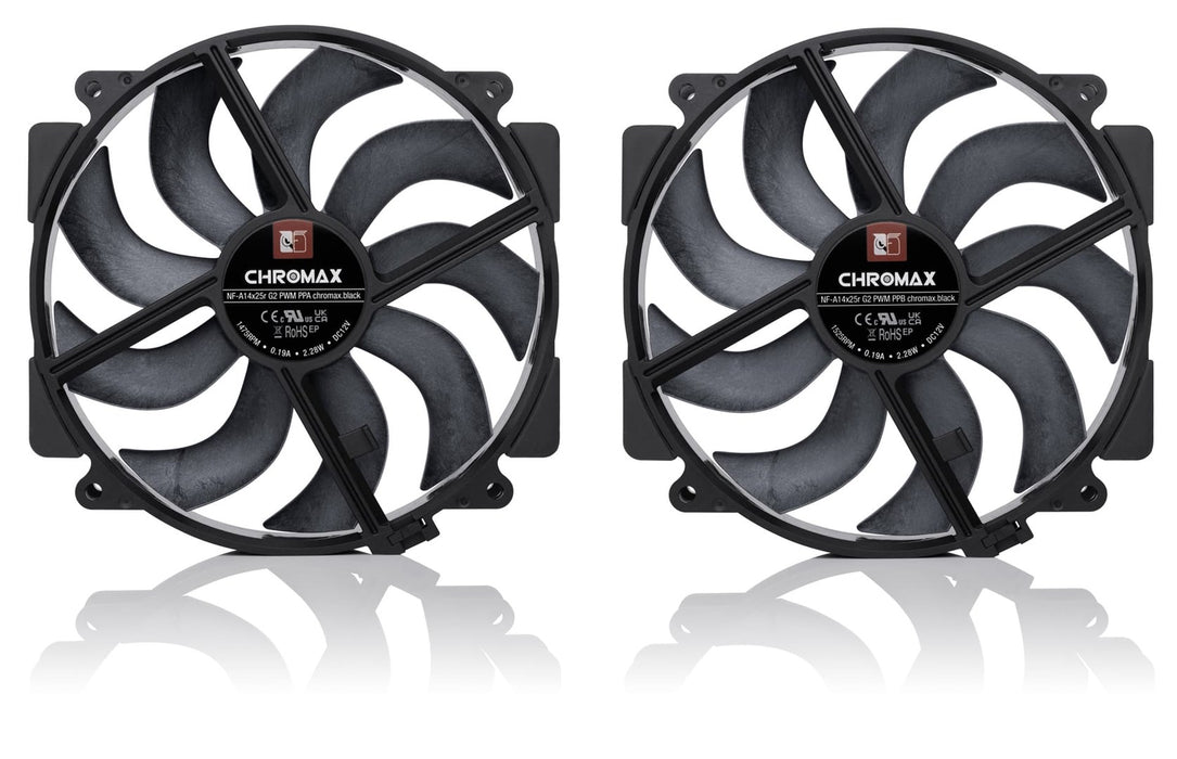 NF-A14x25r G2 PWM Sx2-PP chromax.black - dual fan set, black