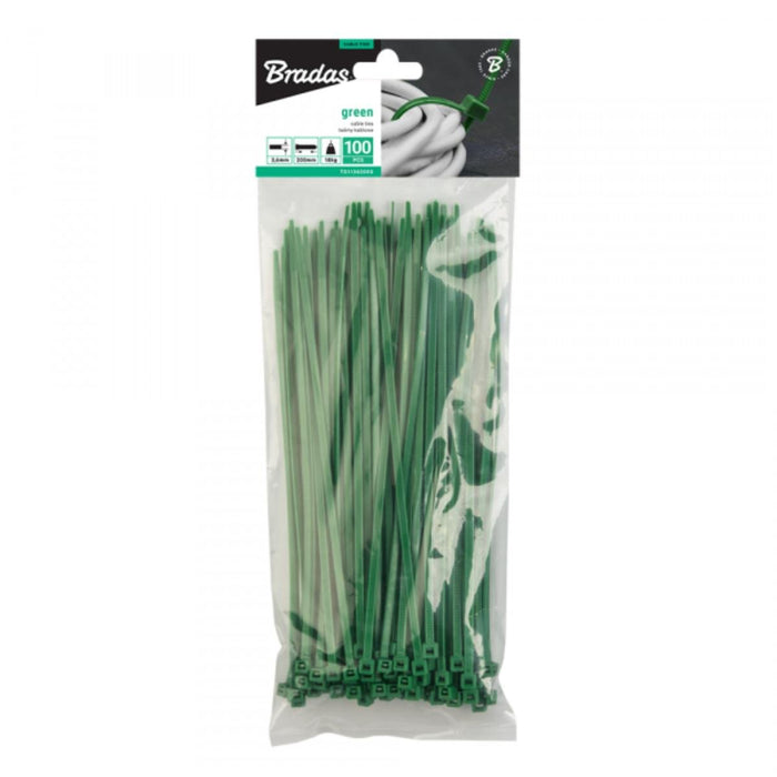 CABLE TIES 2.5X100MM - 100 PCS GREEN