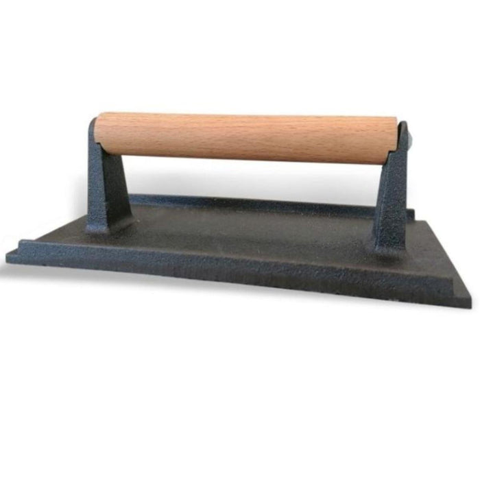 BARBECUE PRESS CAST IRON WOODEN HANDLE