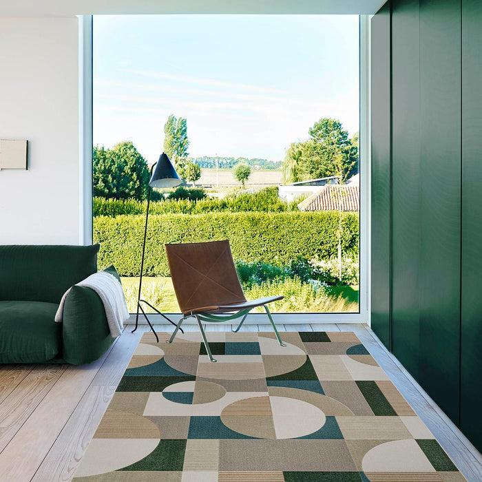 MILANO CARPET ROUND SQUARES BLUE 160X23