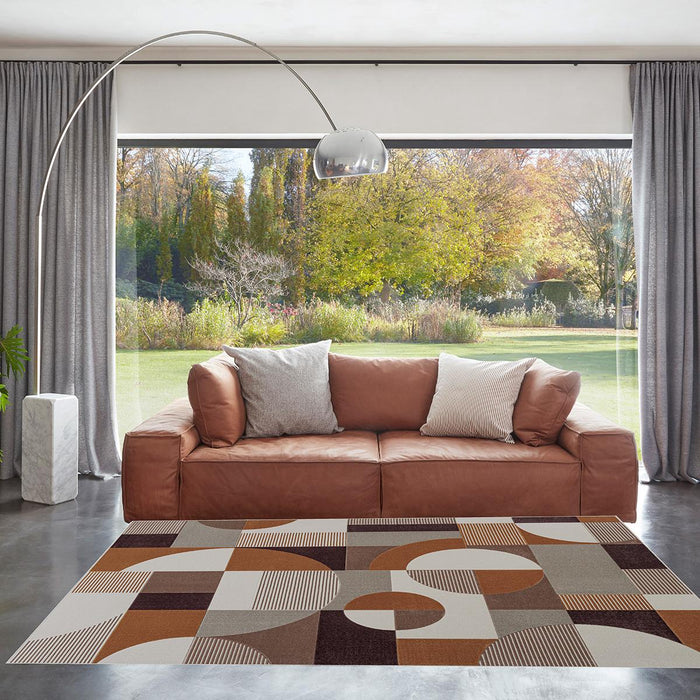MILANO CARPET ROUND SQUARES ORANGE 80X1
