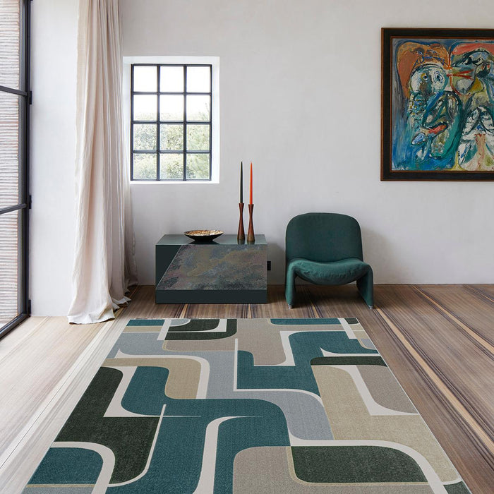 KILIM MILANO FIGURES BLUE 160X230 CM