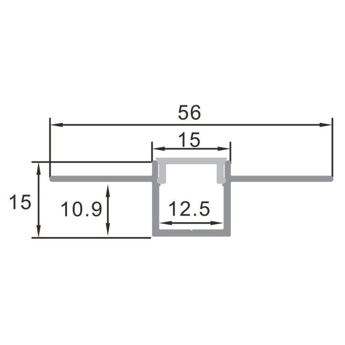 ALUMINUM PROFILE FOR LED STRIPS 5.6X1.5X200CM
