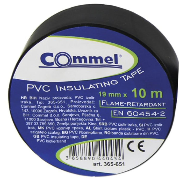 INSULATING TAPE 19MM BLACK 10M COMMEL