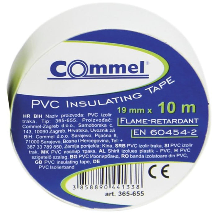 INSULATING TAPE 19MM WHITE 10M COMMEL
