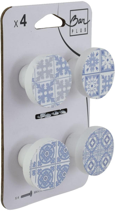 FURNITURE HANDLE 40X30MM BLUE/WHITE 4PCS