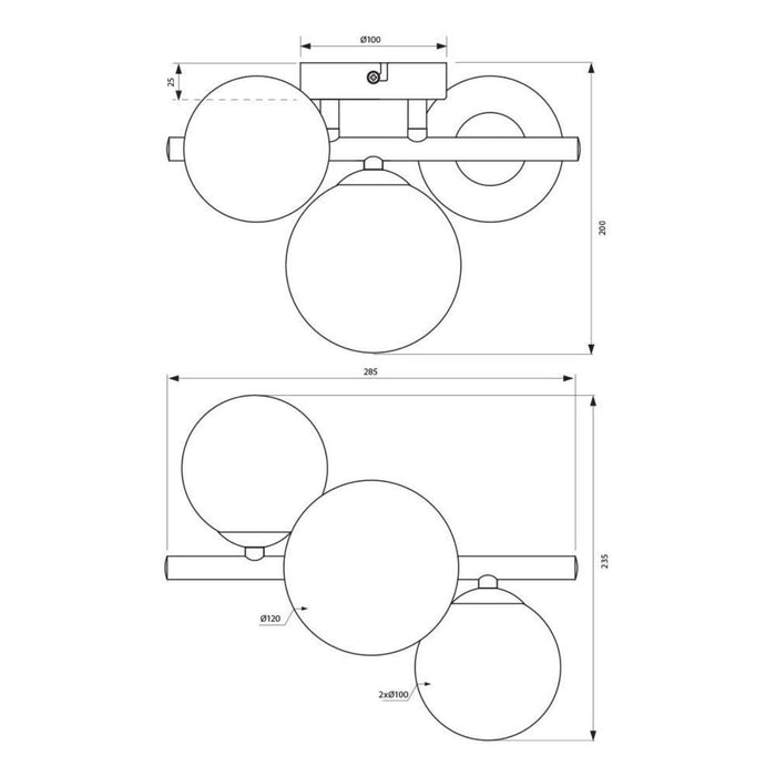 CEILING GALILEO 3XG9 5W SMOKED GLASS