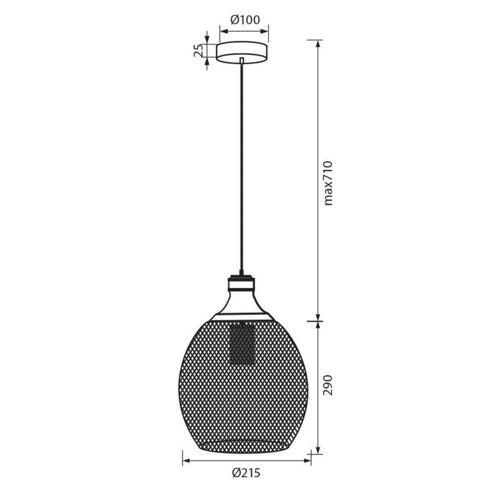 PENDANT LARS 1XE27 NET BLACK SSP602