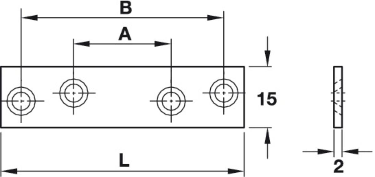 STRAIGHT PLATE WITH 4 HOLES FOR 80MM SCREWS