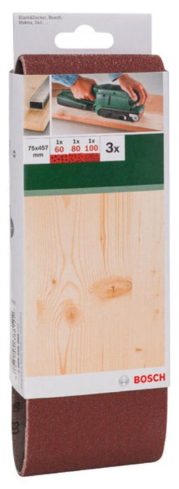 SANDING PADS 75X457 K80 BELT SANDER 3 PCS